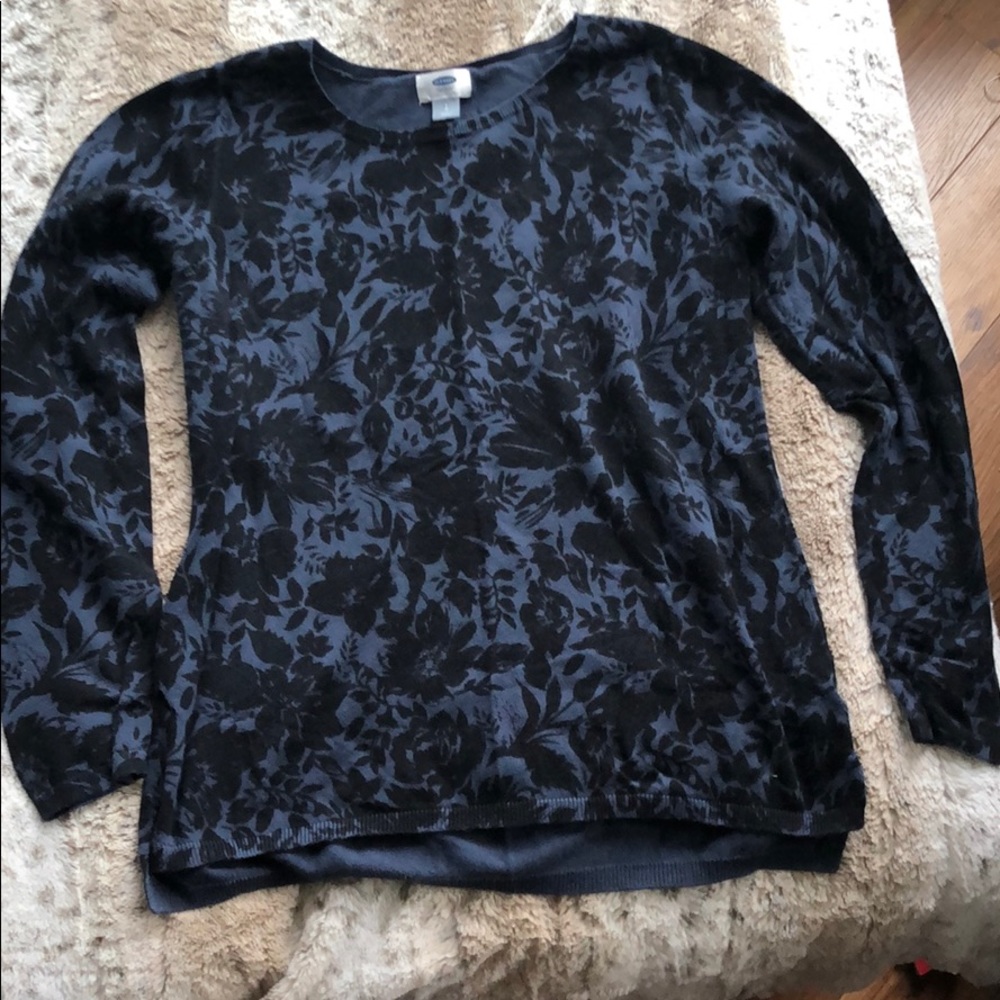 Blue and Navy Floral Sweater